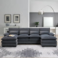 Canapé sectionnel convertible en U modulaire 6 places, rembourré et moderne