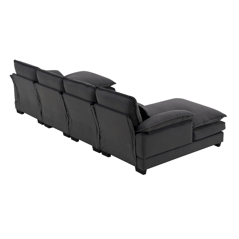 Canapé sectionnel convertible en U modulaire 6 places, rembourré et moderne