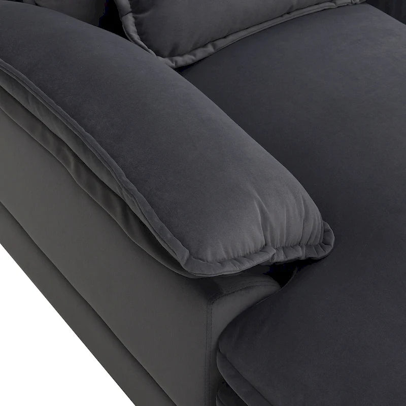 Canapé sectionnel convertible en U modulaire 6 places, rembourré et moderne