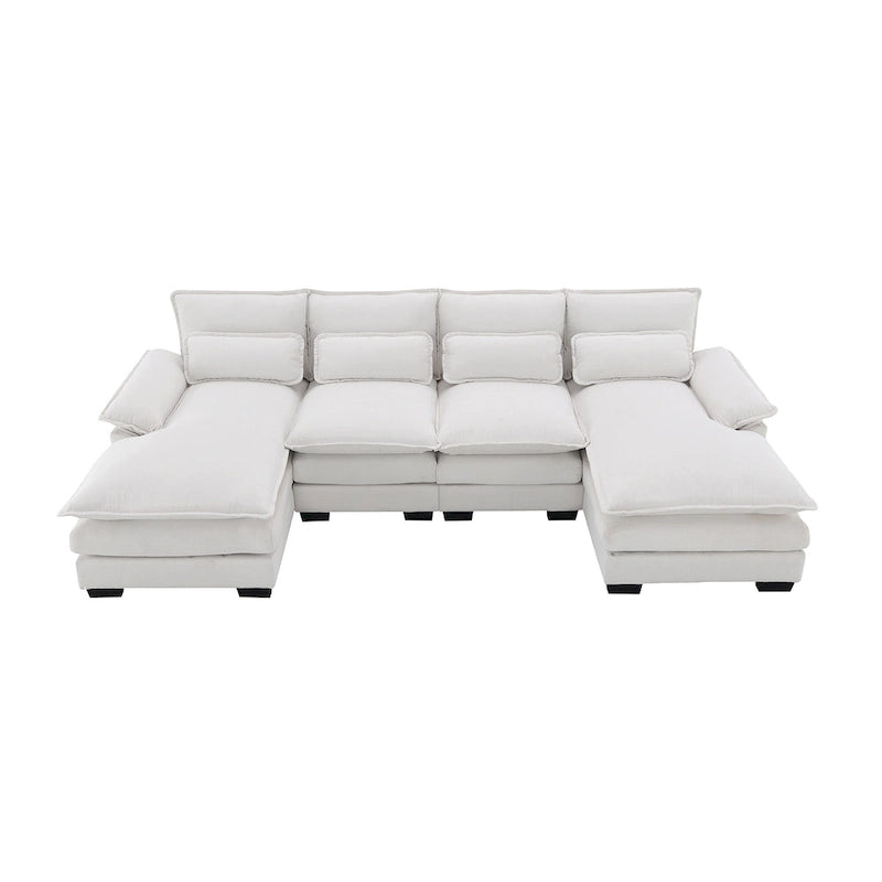 Canapé sectionnel convertible en U modulaire 6 places, rembourré et moderne