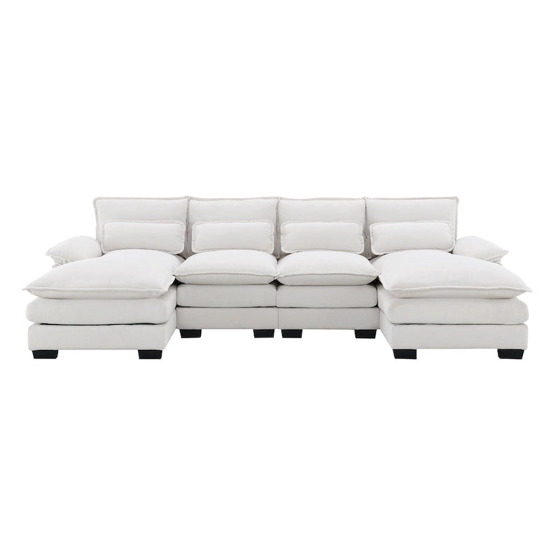 Canapé sectionnel convertible en U modulaire 6 places, rembourré et moderne