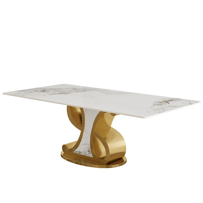 Table à manger rectangulaire de luxe en pierre frittée