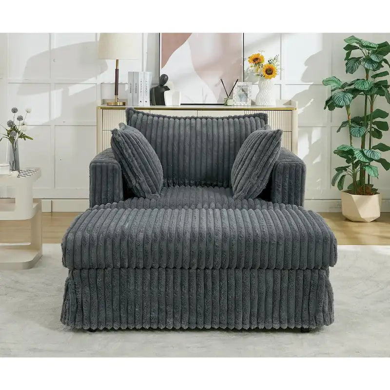 Chaise longue surdimensionnée et rembourrée moderne avec pouf et oreillers