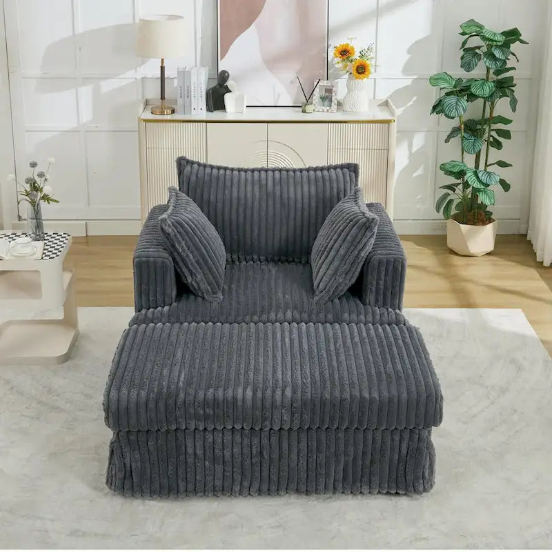 Chaise longue surdimensionnée et rembourrée moderne avec pouf et oreillers