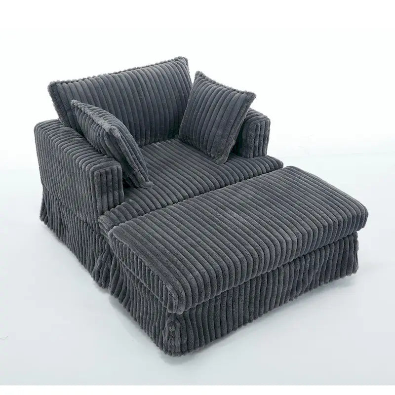 Chaise longue surdimensionnée et rembourrée moderne avec pouf et oreillers