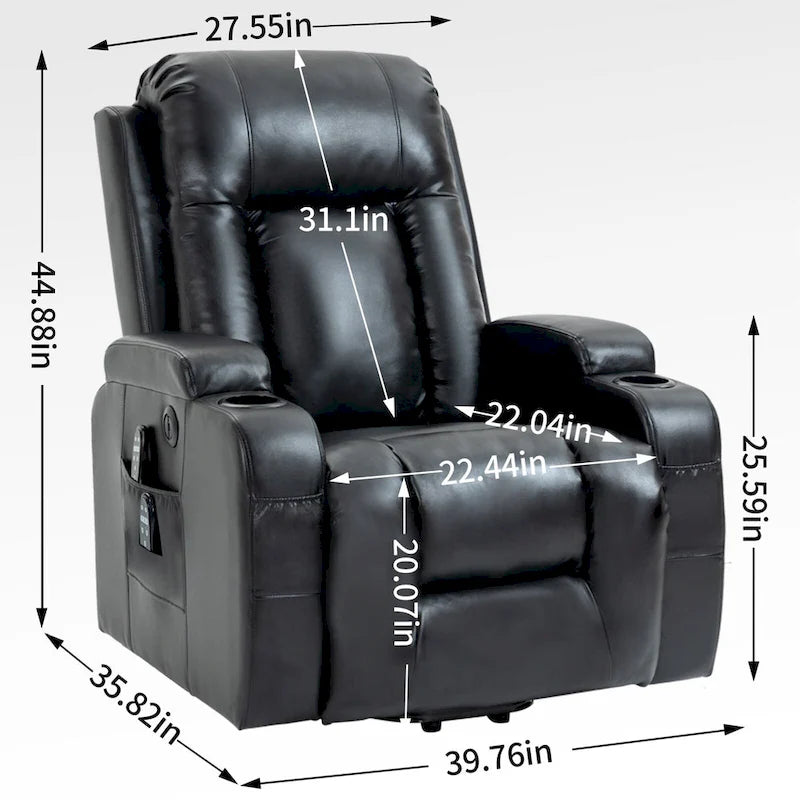 Fauteuil inclinable releveur avec massage par vibrations et chauffage lombaire