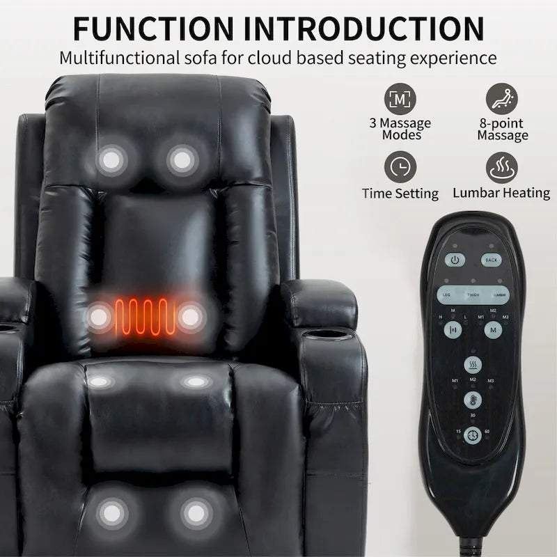Fauteuil inclinable releveur avec massage par vibrations et chauffage lombaire