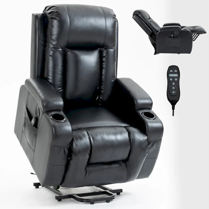Fauteuil inclinable releveur avec massage par vibrations et chauffage lombaire