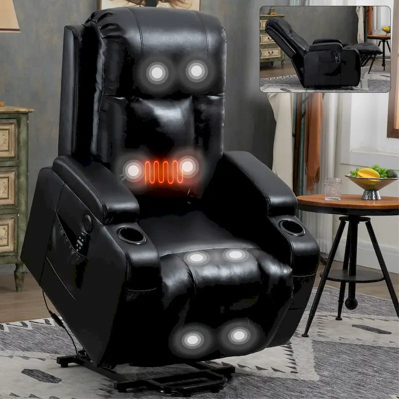 Fauteuil inclinable releveur avec massage par vibrations et chauffage lombaire