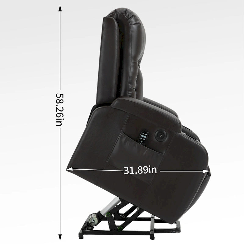 Fauteuil inclinable releveur avec massage par vibrations et chauffage lombaire