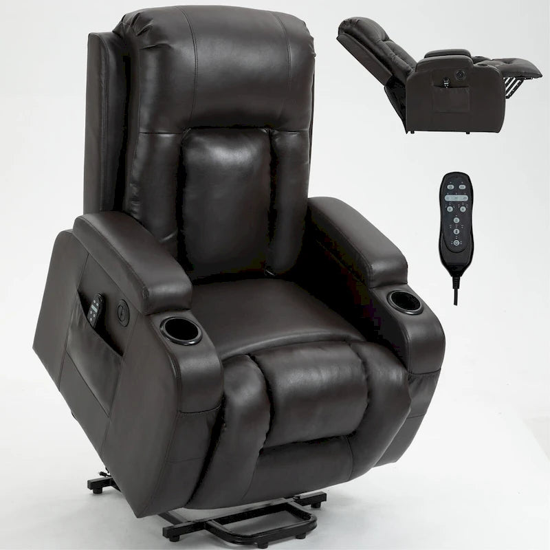 Fauteuil inclinable releveur avec massage par vibrations et chauffage lombaire