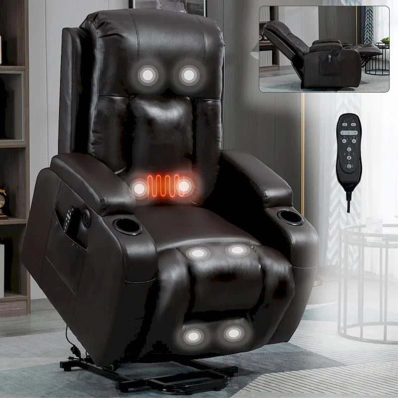 Fauteuil inclinable releveur avec massage par vibrations et chauffage lombaire