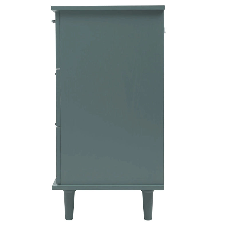 Commode horizontale à 7 tiroirs de style rétro avec panneau de tiroirs sculpté