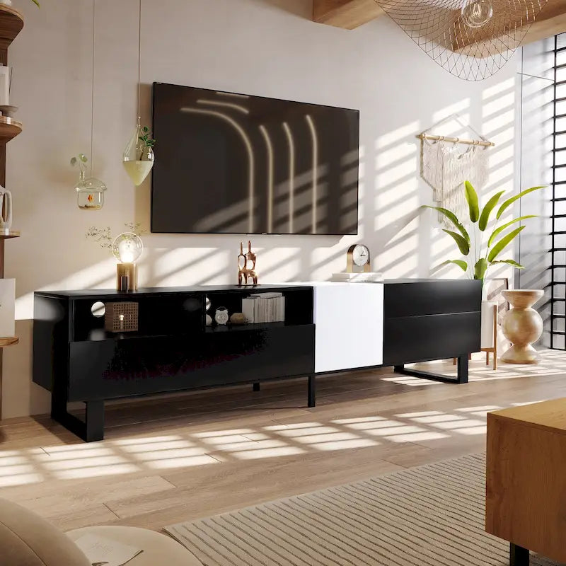 Meuble TV Console TV Moderne avec Double Espace de Rangement