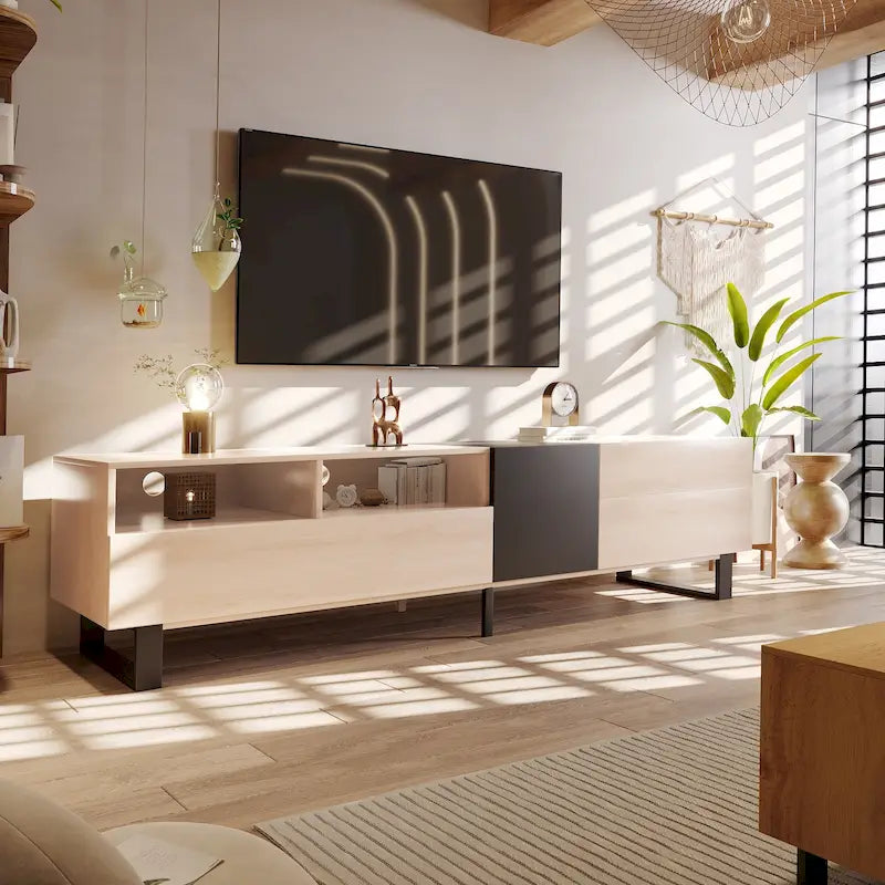 Meuble TV Console TV Moderne avec Double Espace de Rangement