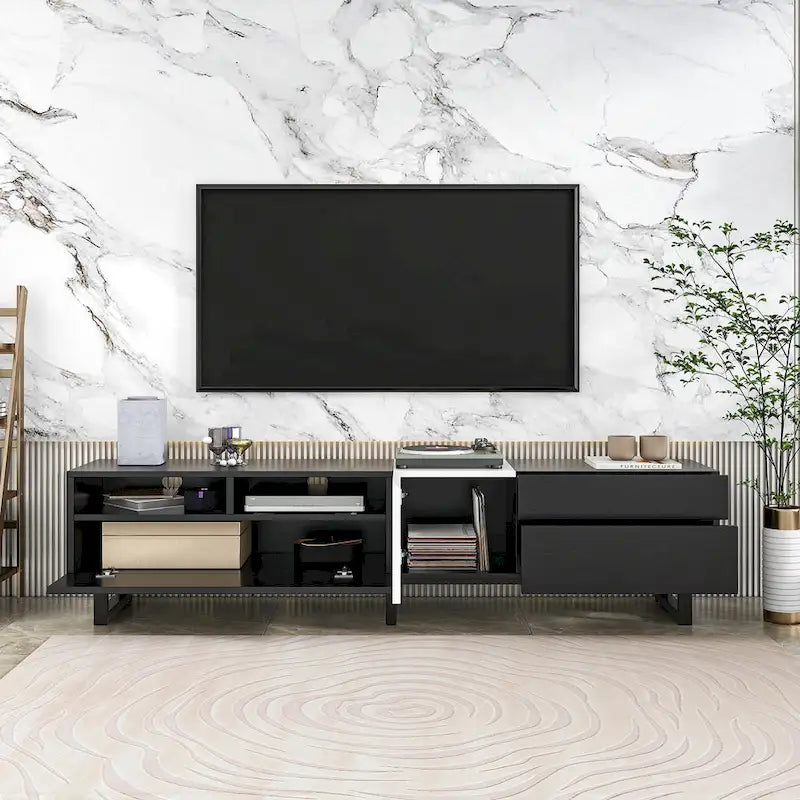Meuble TV Console TV Moderne avec Double Espace de Rangement