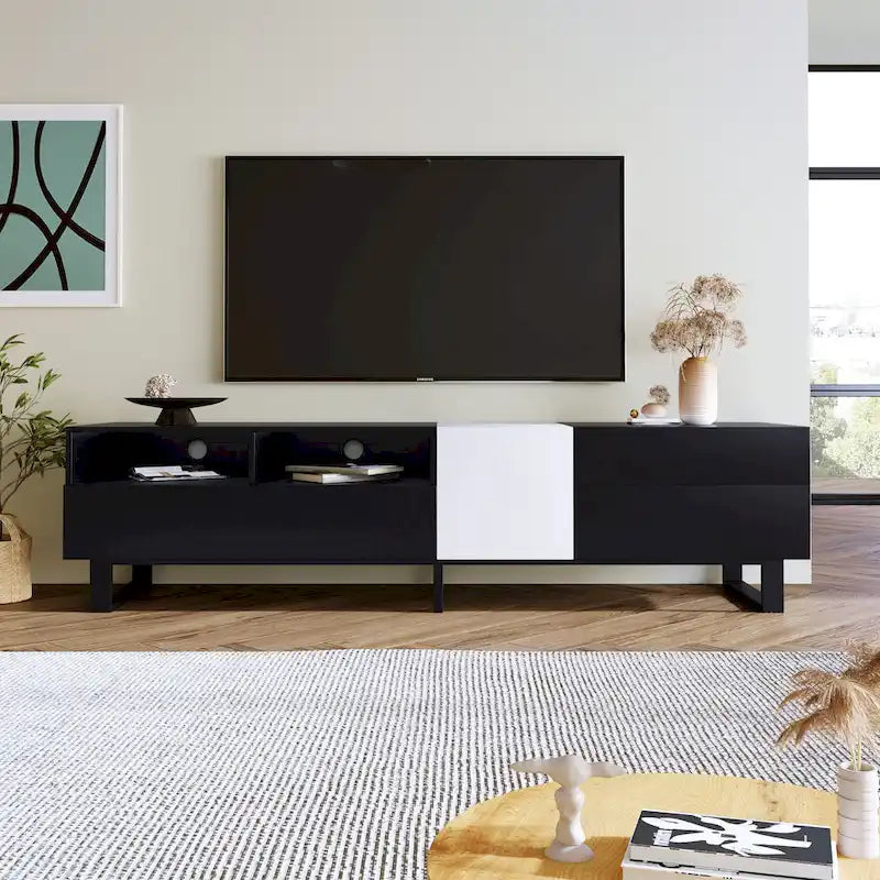 Meuble TV Console TV Moderne avec Double Espace de Rangement