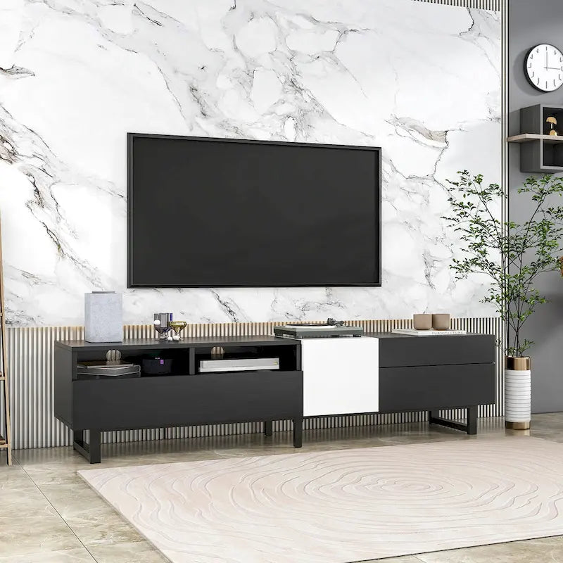 Meuble TV Console TV Moderne avec Double Espace de Rangement