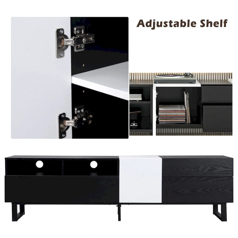 Meuble TV Console TV Moderne avec Double Espace de Rangement