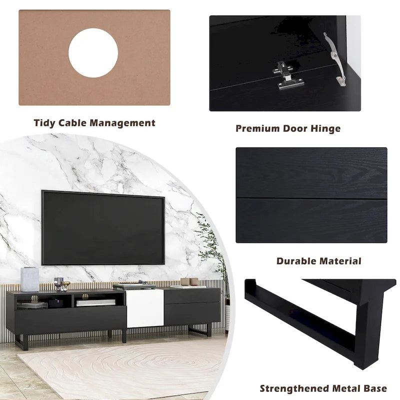 Meuble TV Console TV Moderne avec Double Espace de Rangement
