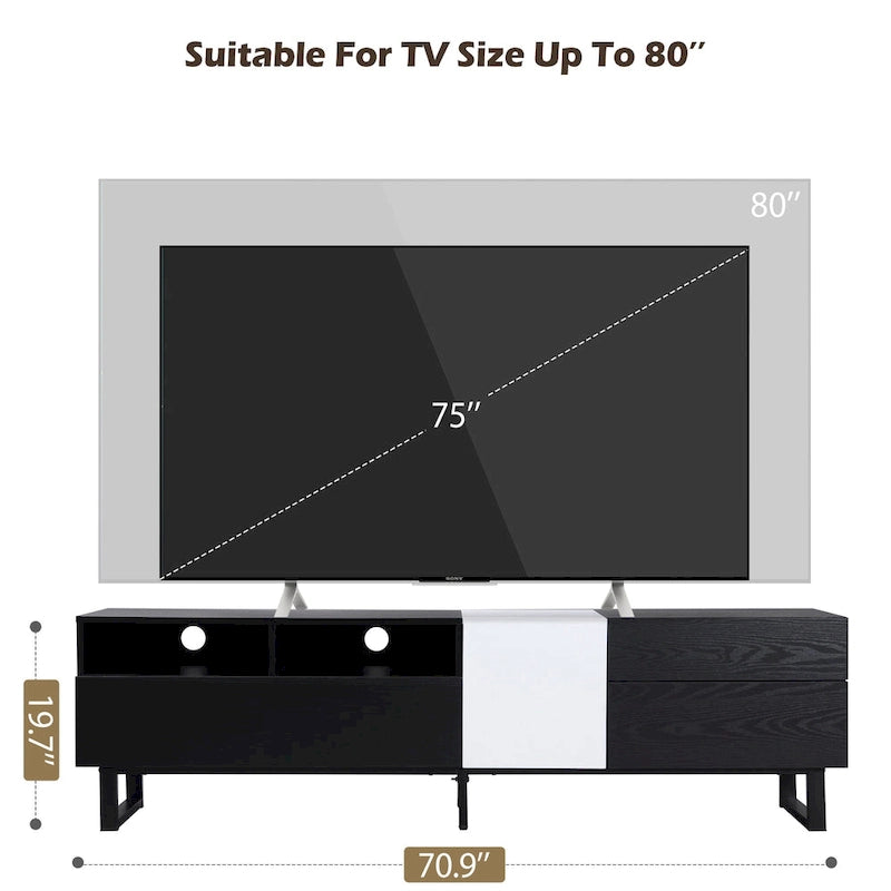 Meuble TV Console TV Moderne avec Double Espace de Rangement