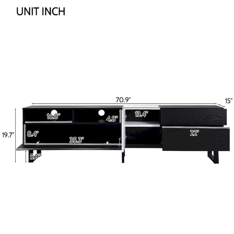 Meuble TV Console TV Moderne avec Double Espace de Rangement