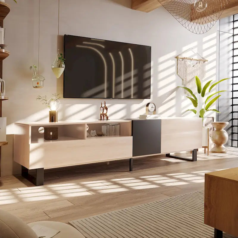 Meuble TV Console TV Moderne avec Double Espace de Rangement