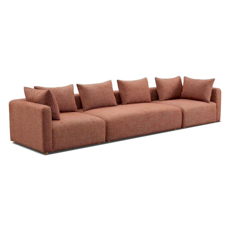 Canapé long tapissé couleur crème