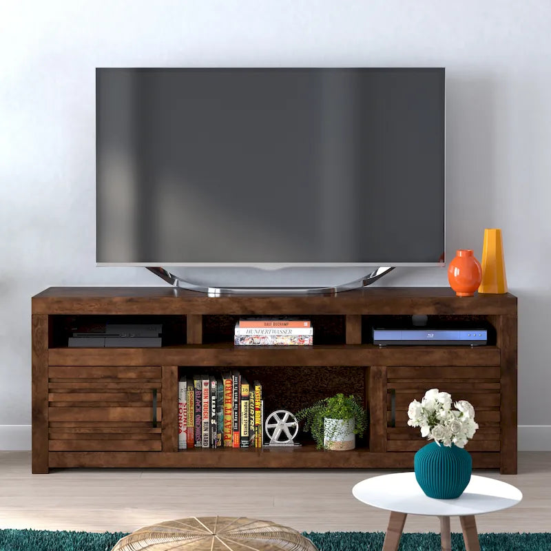 Meuble TV console pour téléviseurs jusqu'à la taille requise, finition Chêne Whiskey