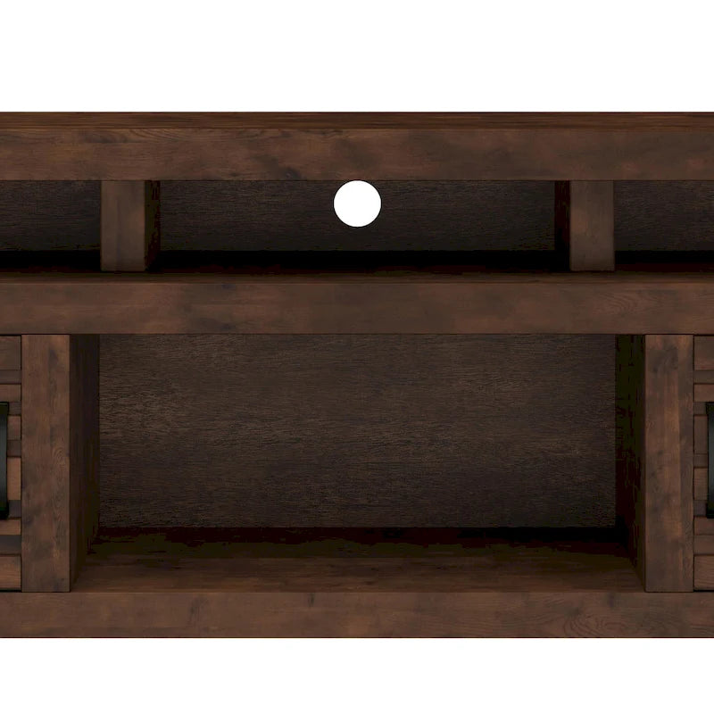 Meuble TV console pour téléviseurs jusqu'à la taille requise, finition Chêne Whiskey