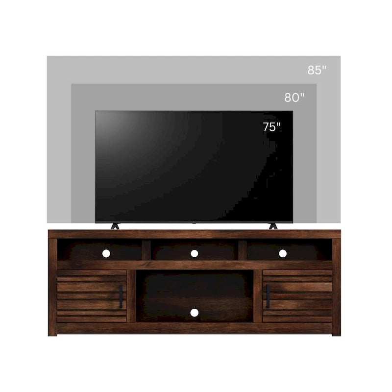 Meuble TV console pour téléviseurs jusqu'à la taille requise, finition Chêne Whiskey