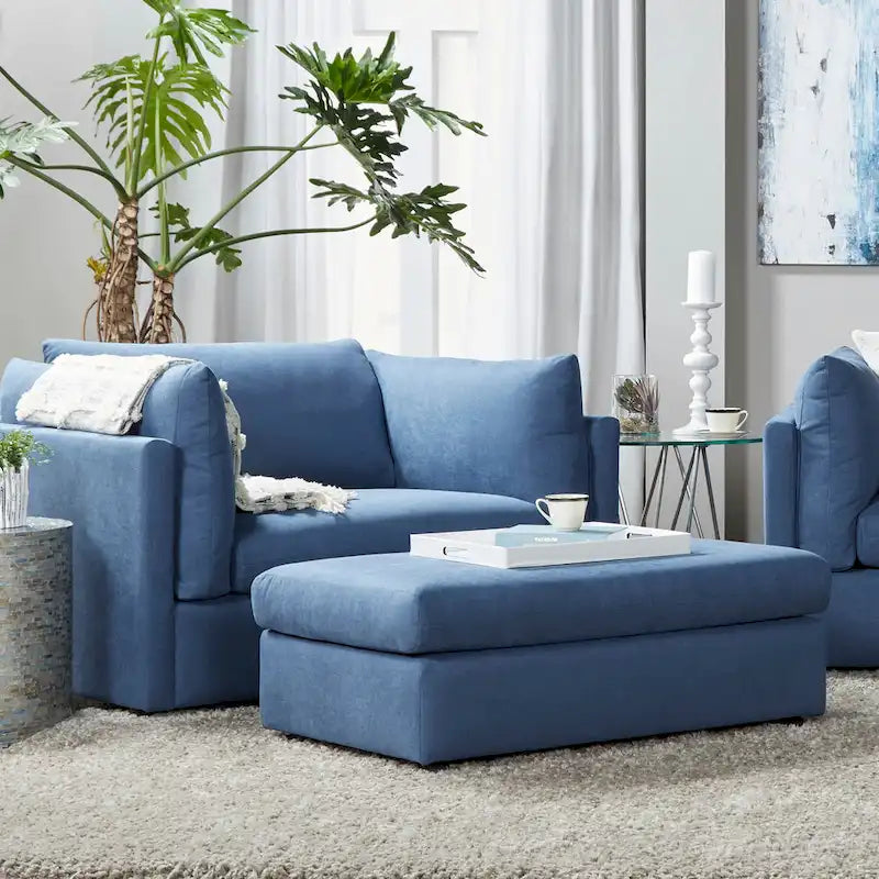 Canapé en tissu à coussins de dossier et fauteuil câlin