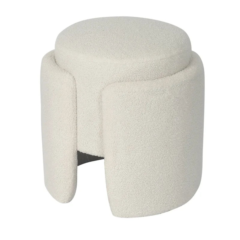 Pouf ottoman rond en tissu peluche Teddy