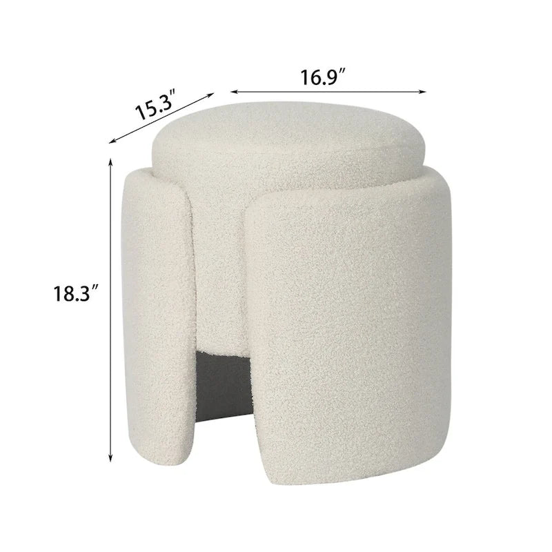 Pouf ottoman rond en tissu peluche Teddy