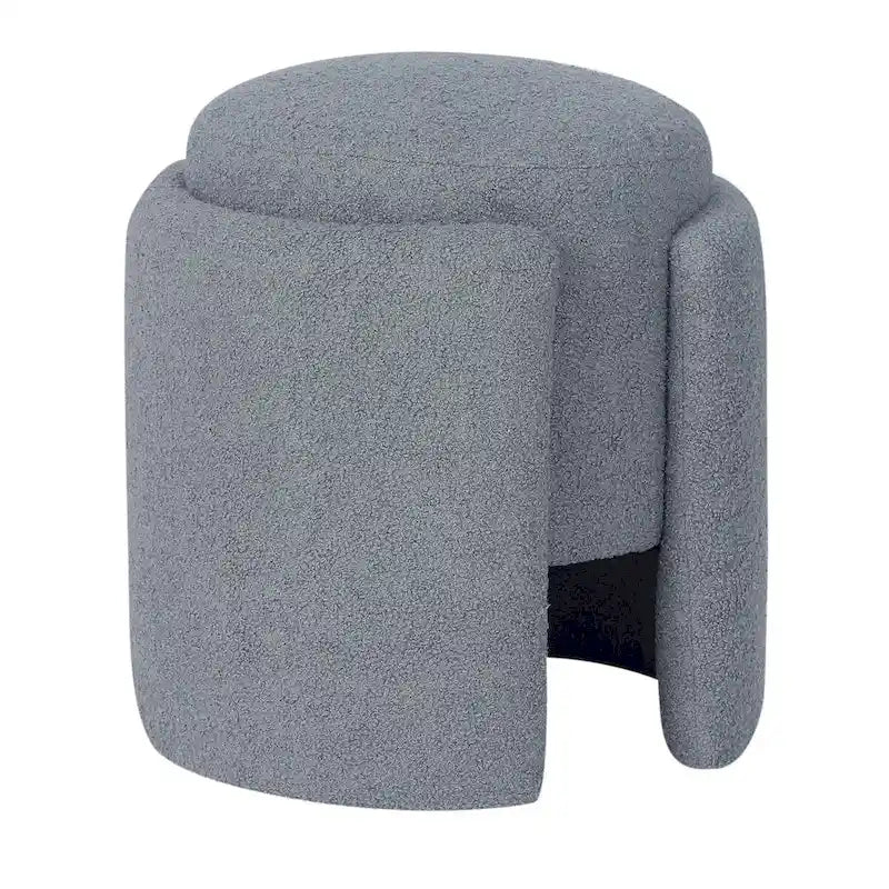 Pouf ottoman rond en tissu peluche Teddy