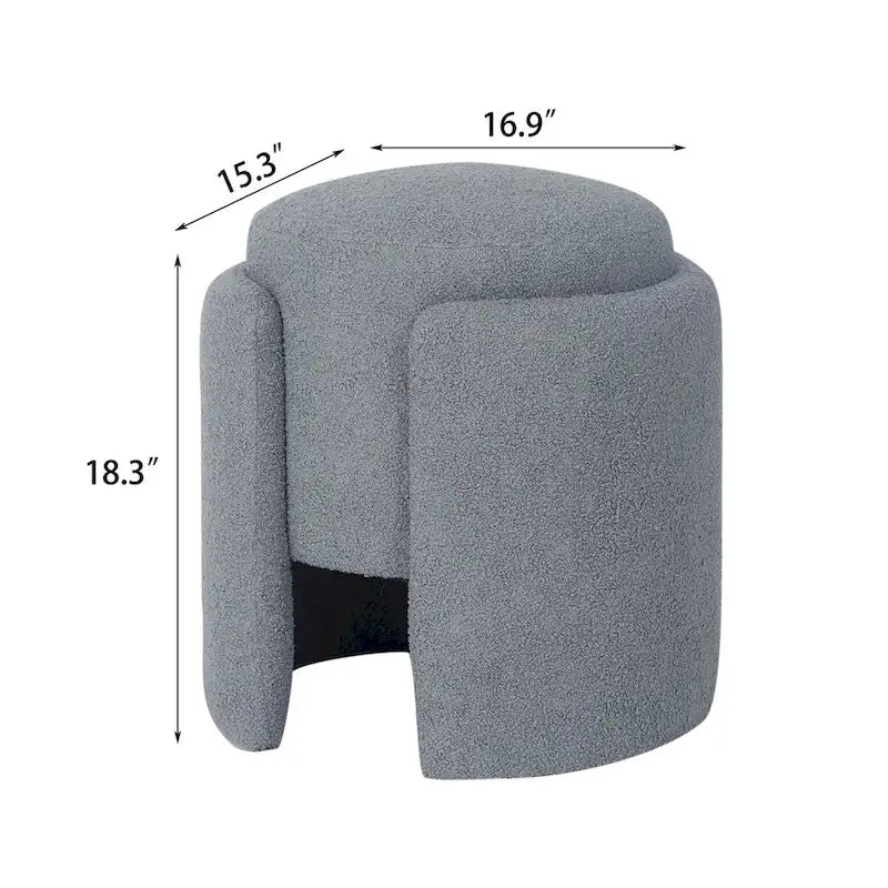 Pouf ottoman rond en tissu peluche Teddy