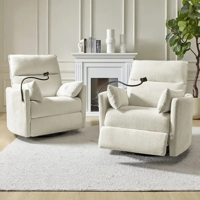 Fauteuil inclinable motorisé berçant et pivotant pour chambre d'enfant avec ports USB