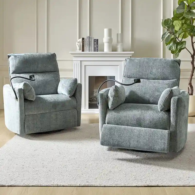 Fauteuil inclinable motorisé berçant et pivotant pour chambre d'enfant avec ports USB