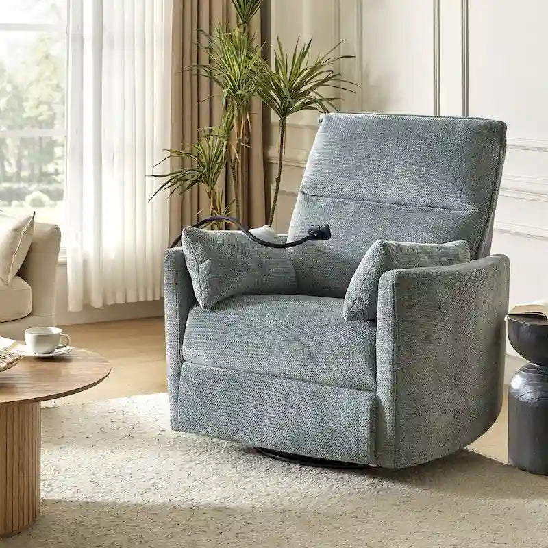 Fauteuil inclinable motorisé berçant et pivotant pour chambre d'enfant avec ports USB