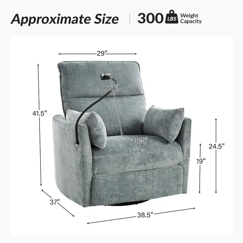 Fauteuil inclinable motorisé berçant et pivotant pour chambre d'enfant avec ports USB