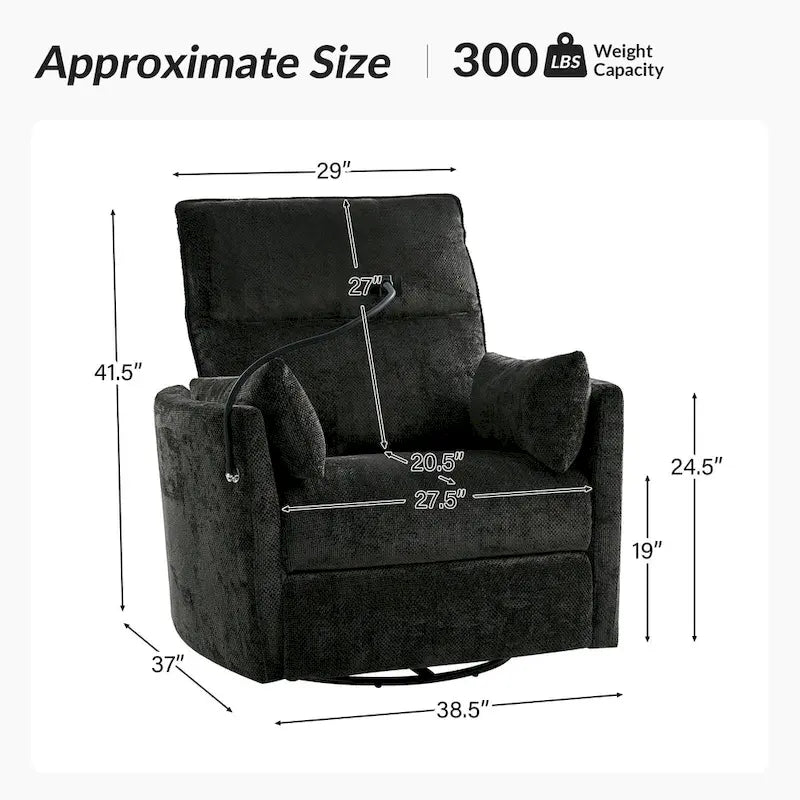 Fauteuil inclinable motorisé berçant et pivotant pour chambre d'enfant avec ports USB