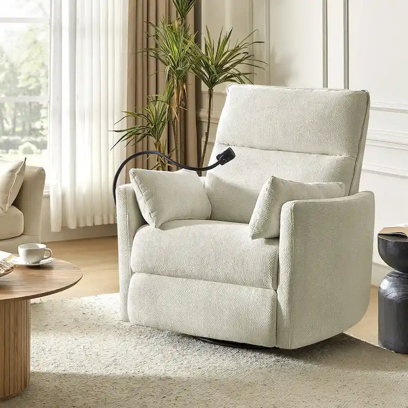 Fauteuil inclinable motorisé berçant et pivotant pour chambre d'enfant avec ports USB