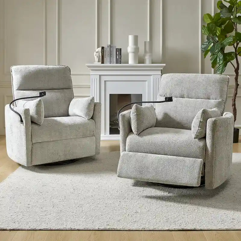 Fauteuil inclinable motorisé berçant et pivotant pour chambre d'enfant avec ports USB