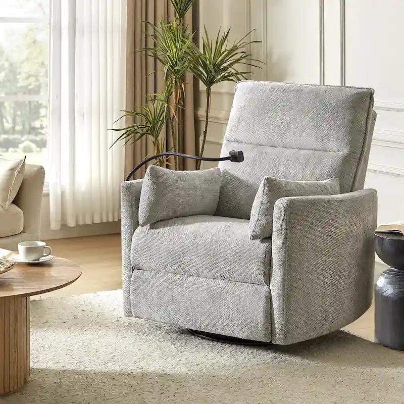 Fauteuil inclinable motorisé berçant et pivotant pour chambre d'enfant avec ports USB