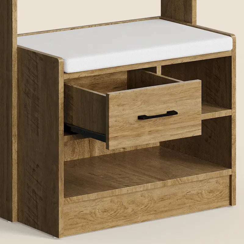 Meuble d'entrée large avec banc et rangement à chaussures