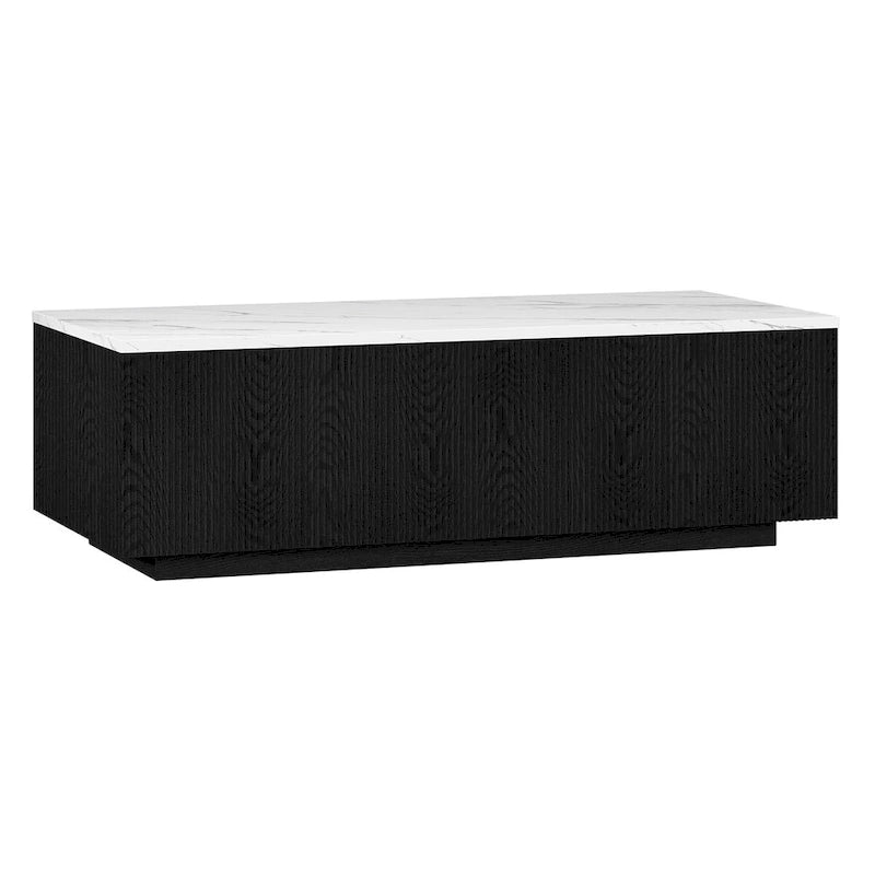 Grande table basse rectangulaire avec plateau effet marbre