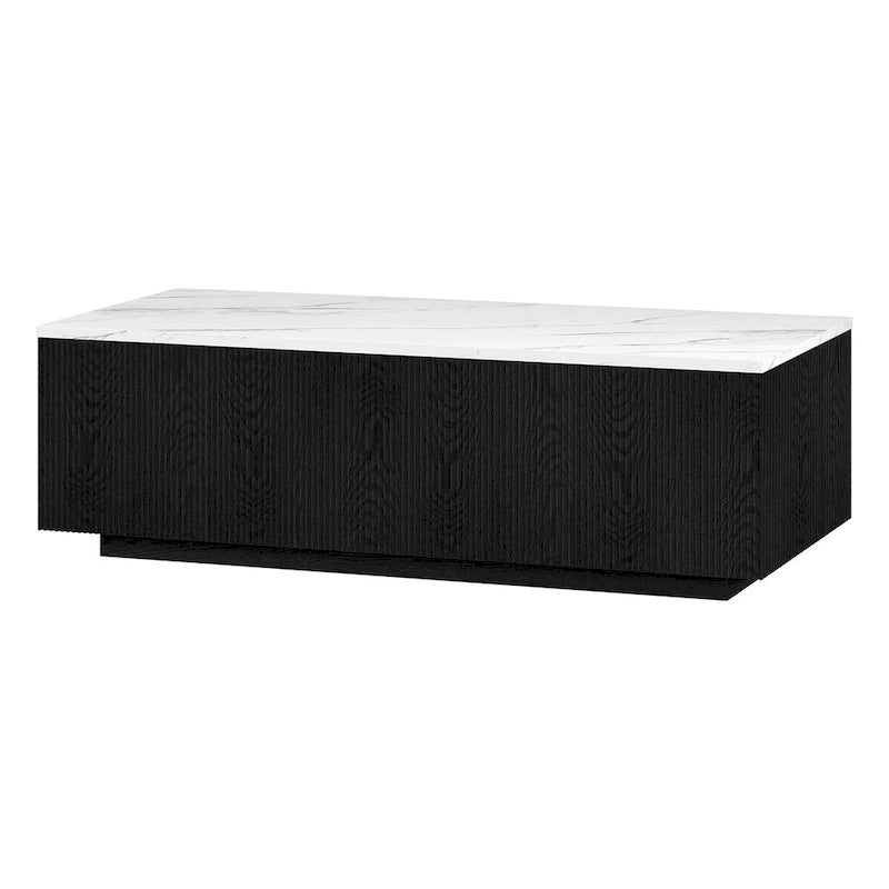Grande table basse rectangulaire avec plateau effet marbre
